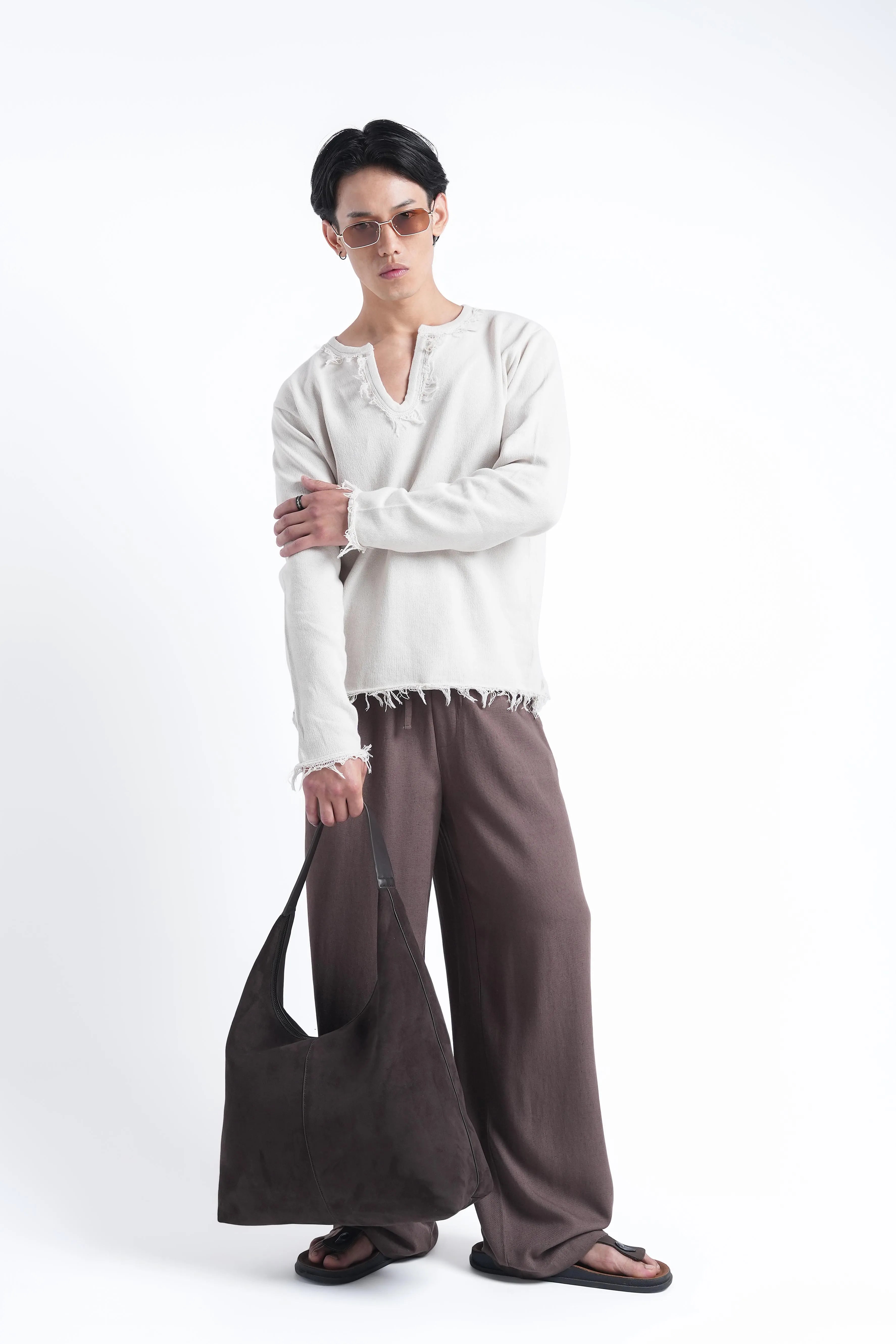 Ivory Raw Edge Knit