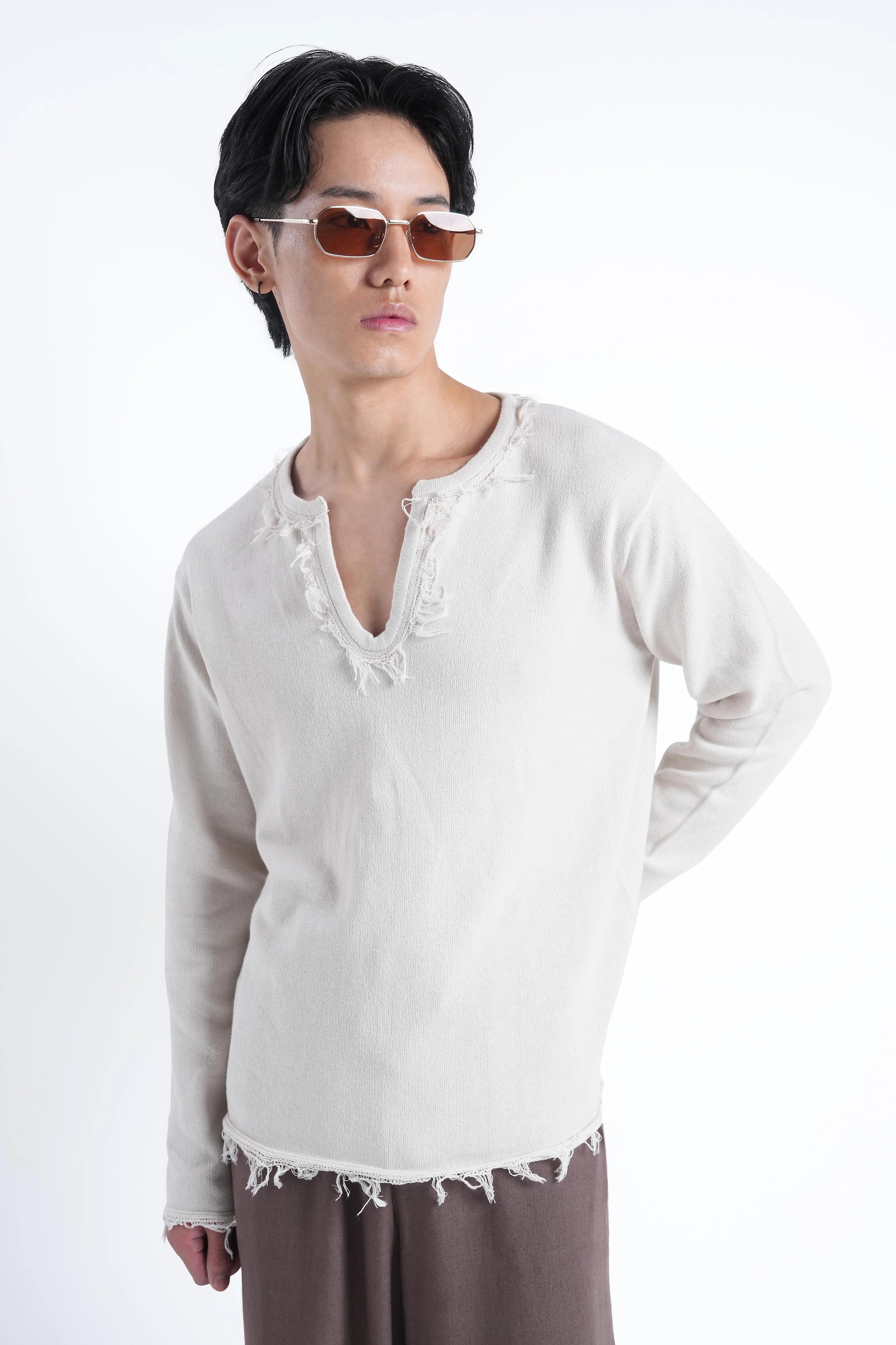 Ivory Raw Edge Knit