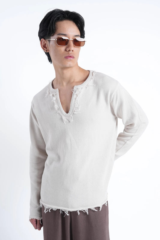 Ivory Raw Edge Knit
