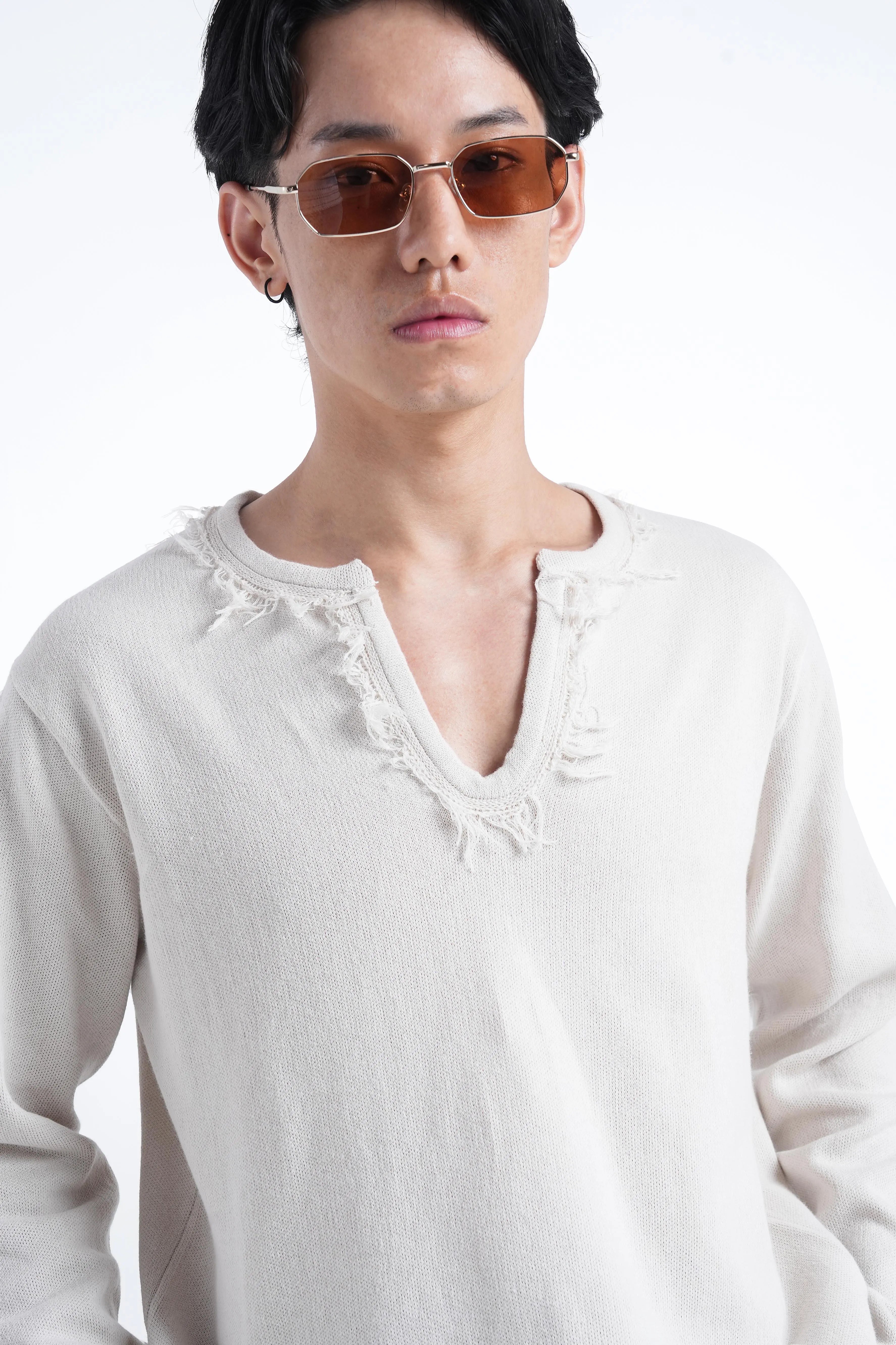 Ivory Raw Edge Knit