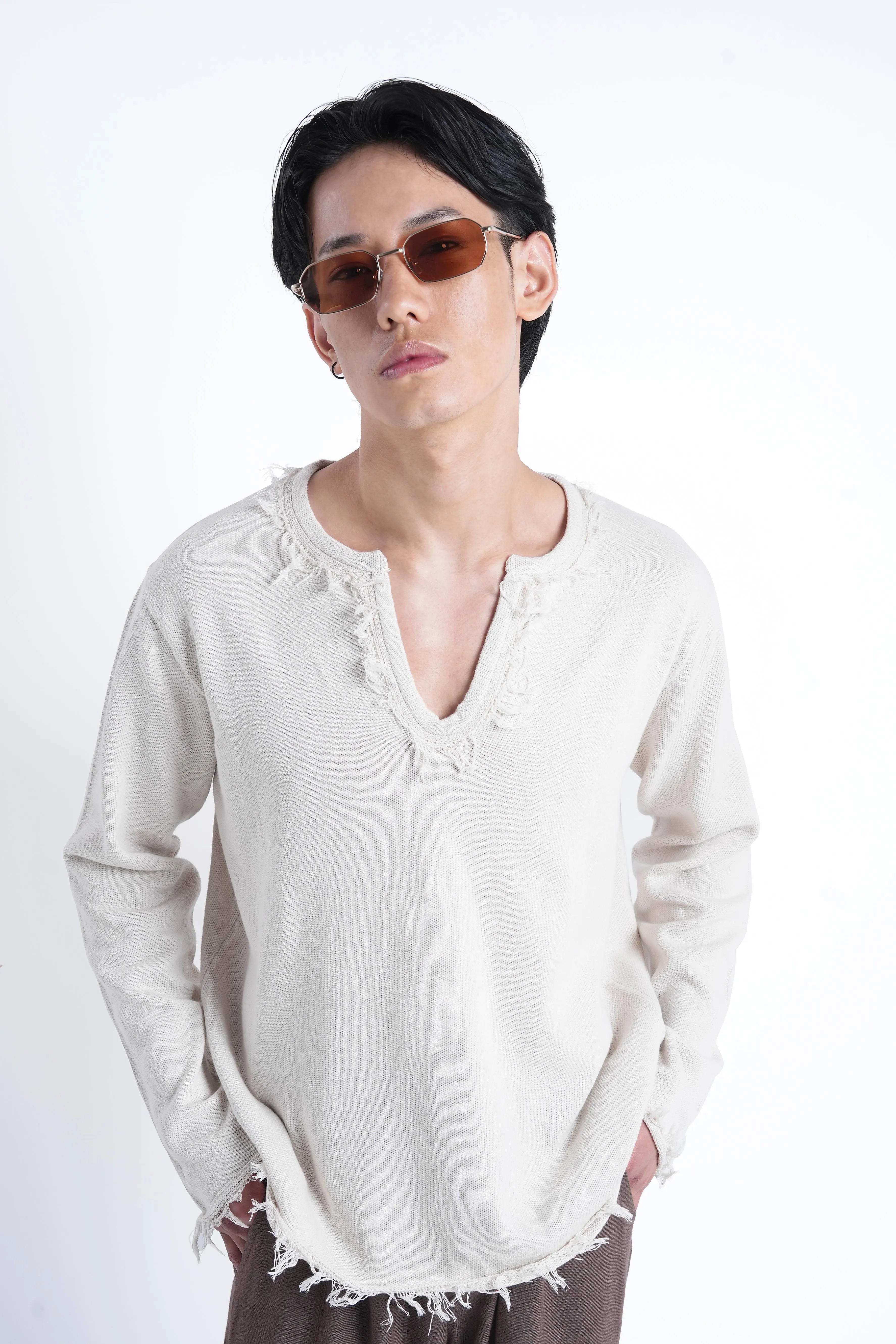 Ivory Raw Edge Knit