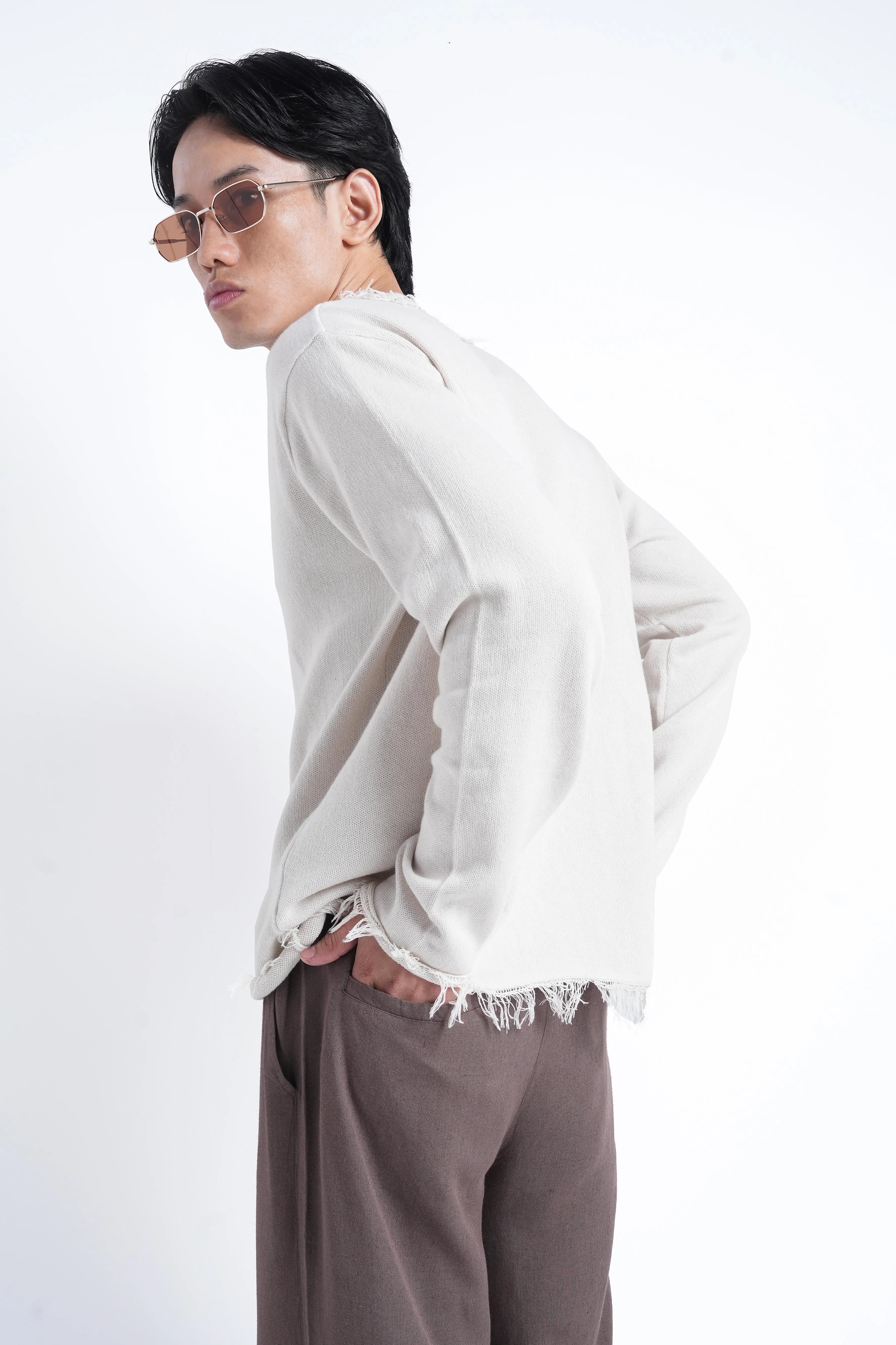 Ivory Raw Edge Knit