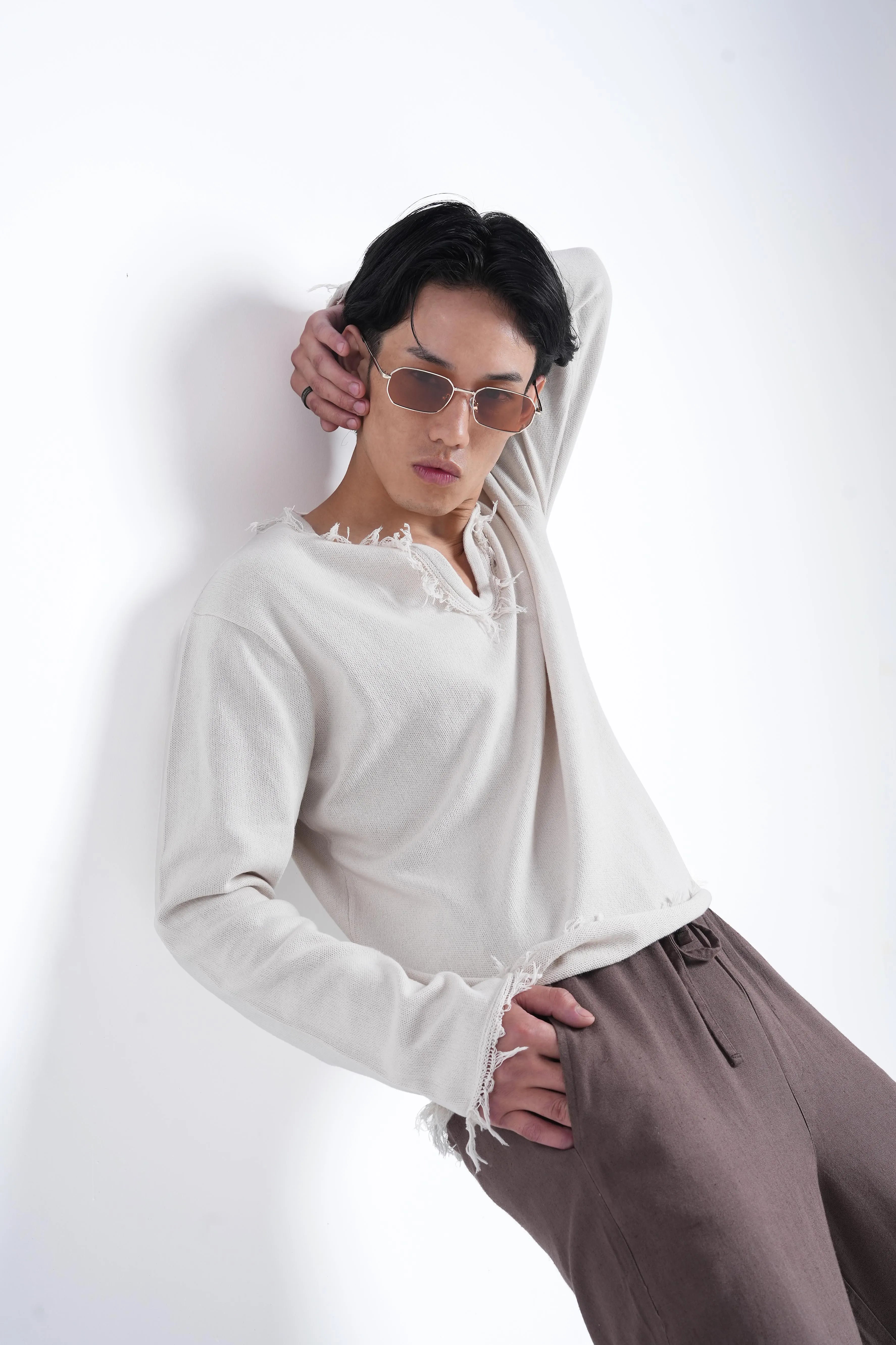 Ivory Raw Edge Knit