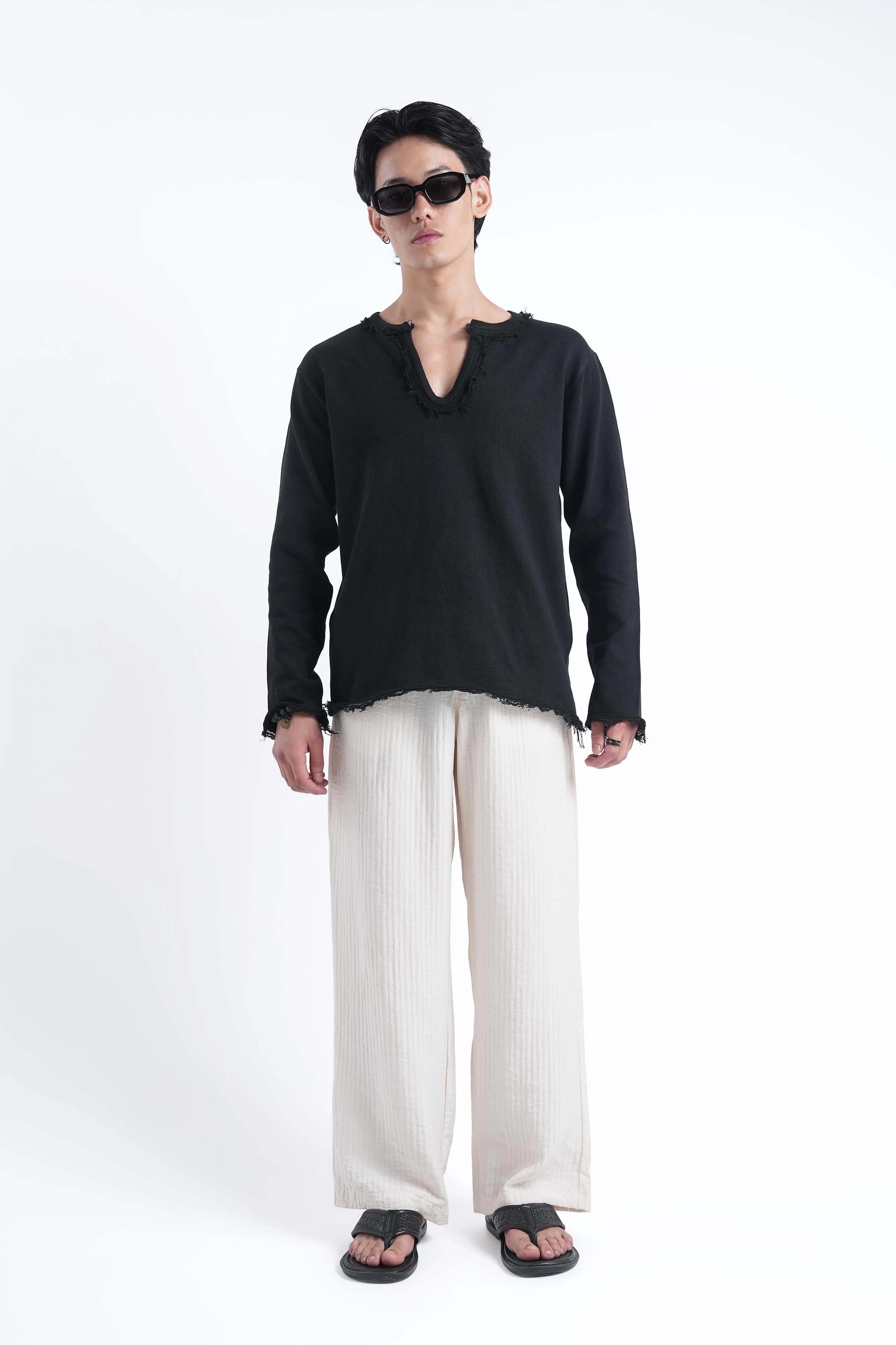 Black Raw Edge Knit