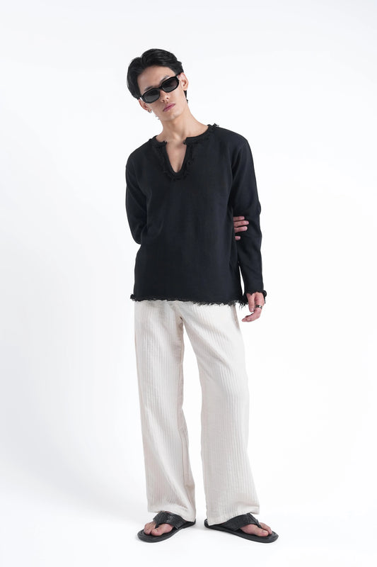 Black Raw Edge Knit