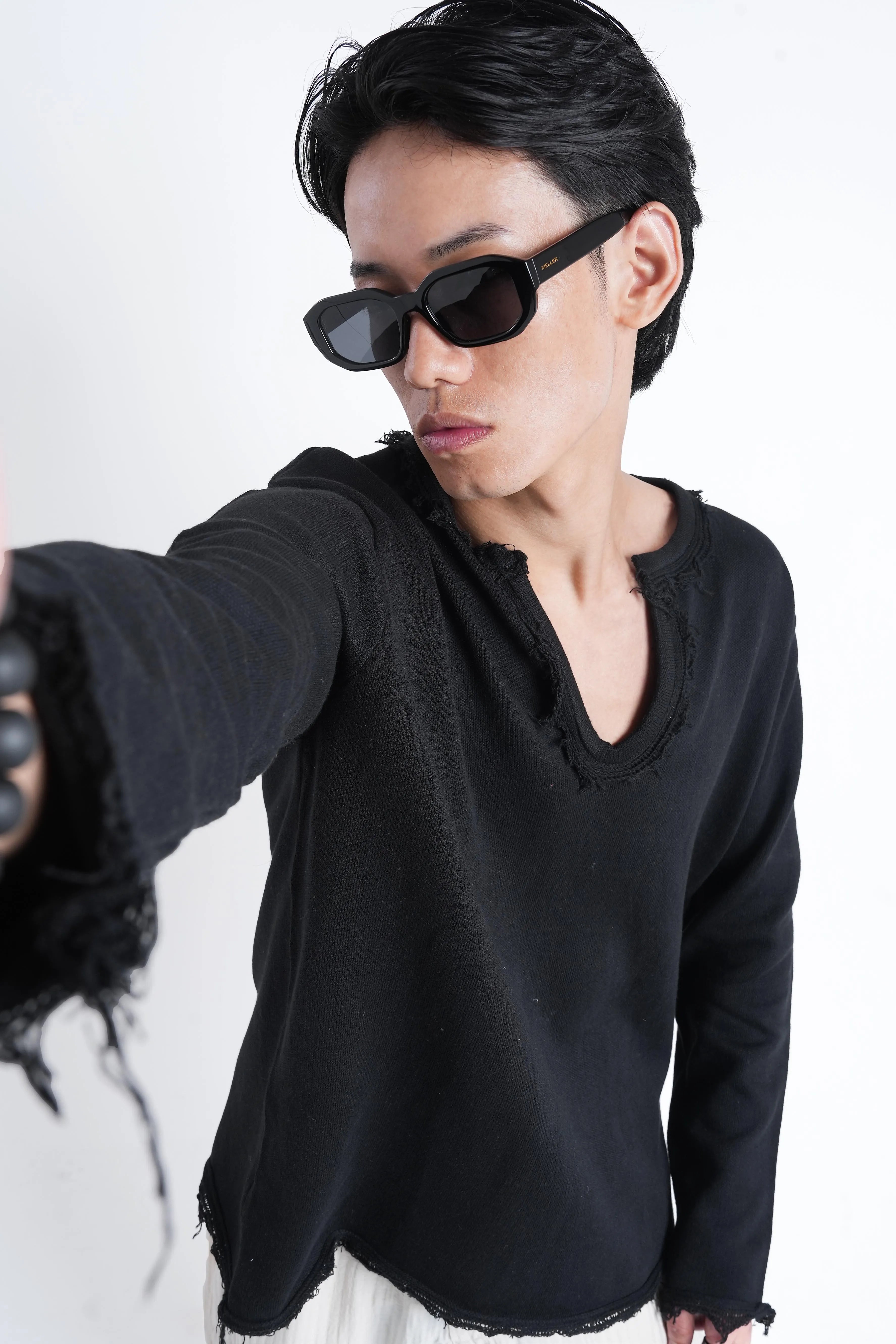 Black Raw Edge Knit