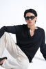 Black Raw Edge Knit
