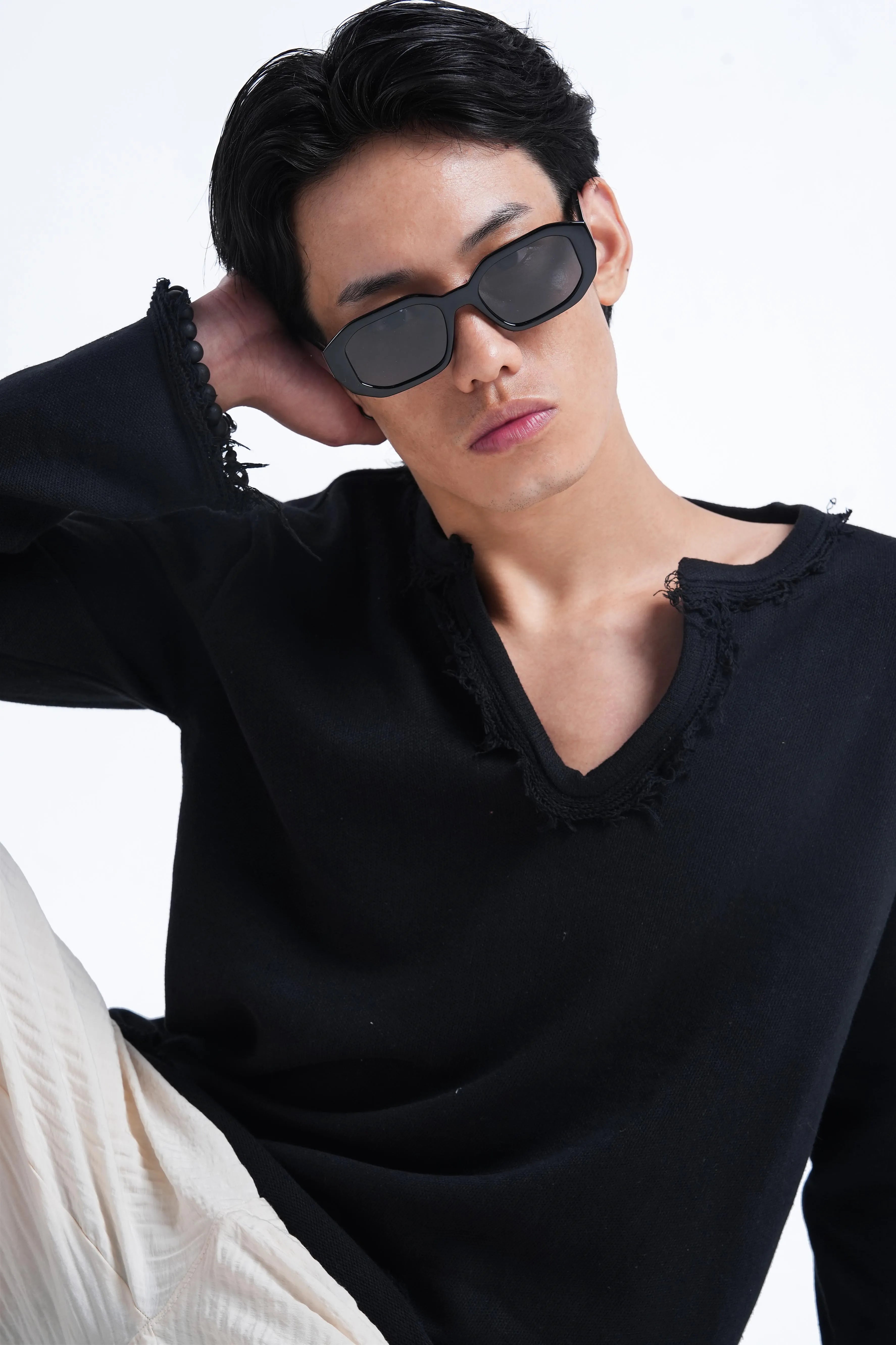 Black Raw Edge Knit