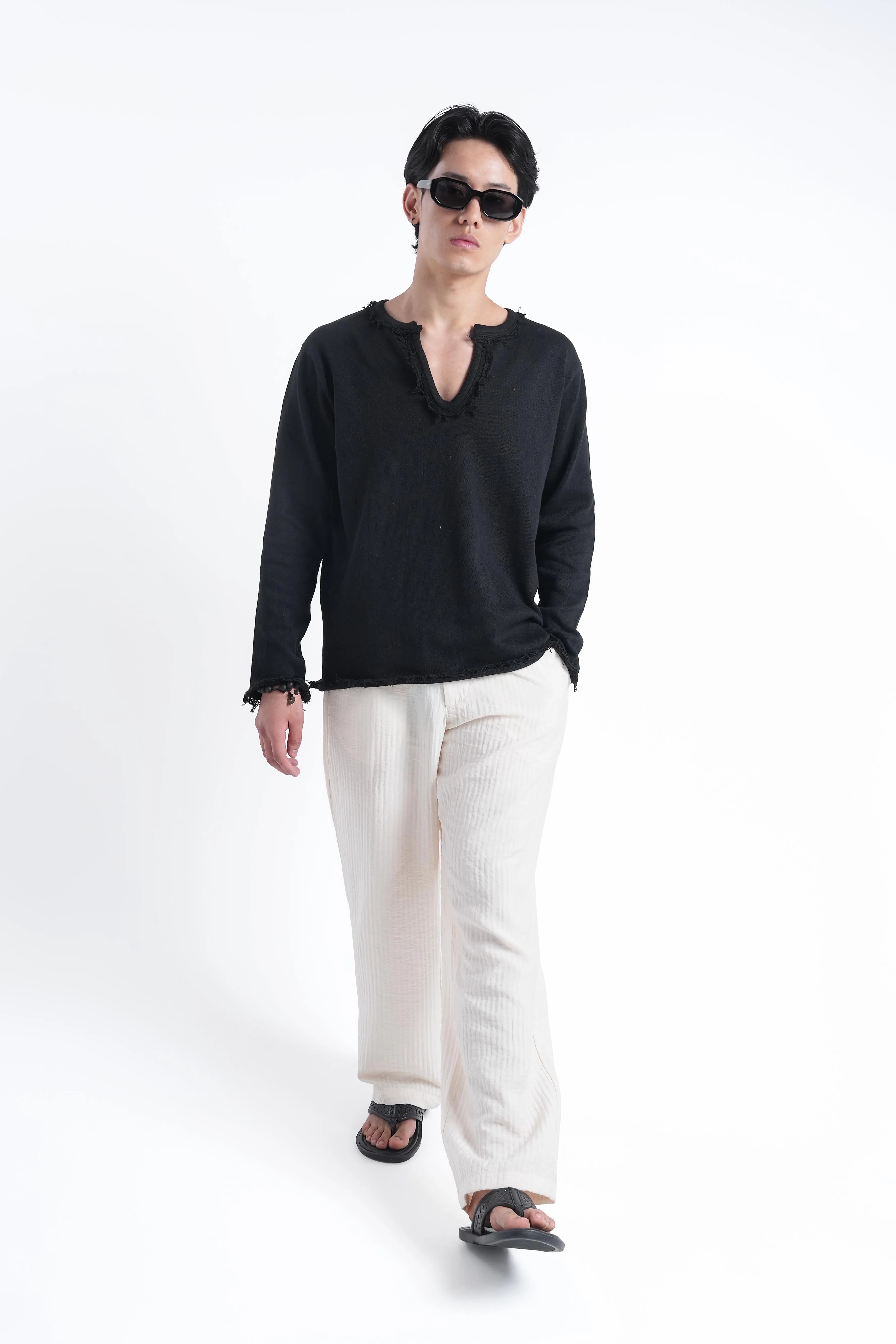 Black Raw Edge Knit