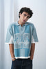 Brooklyn Varsity Boxy Oversized Knit T-shirt Blue