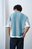 Brooklyn Varsity Boxy Oversized Knit T-shirt Blue