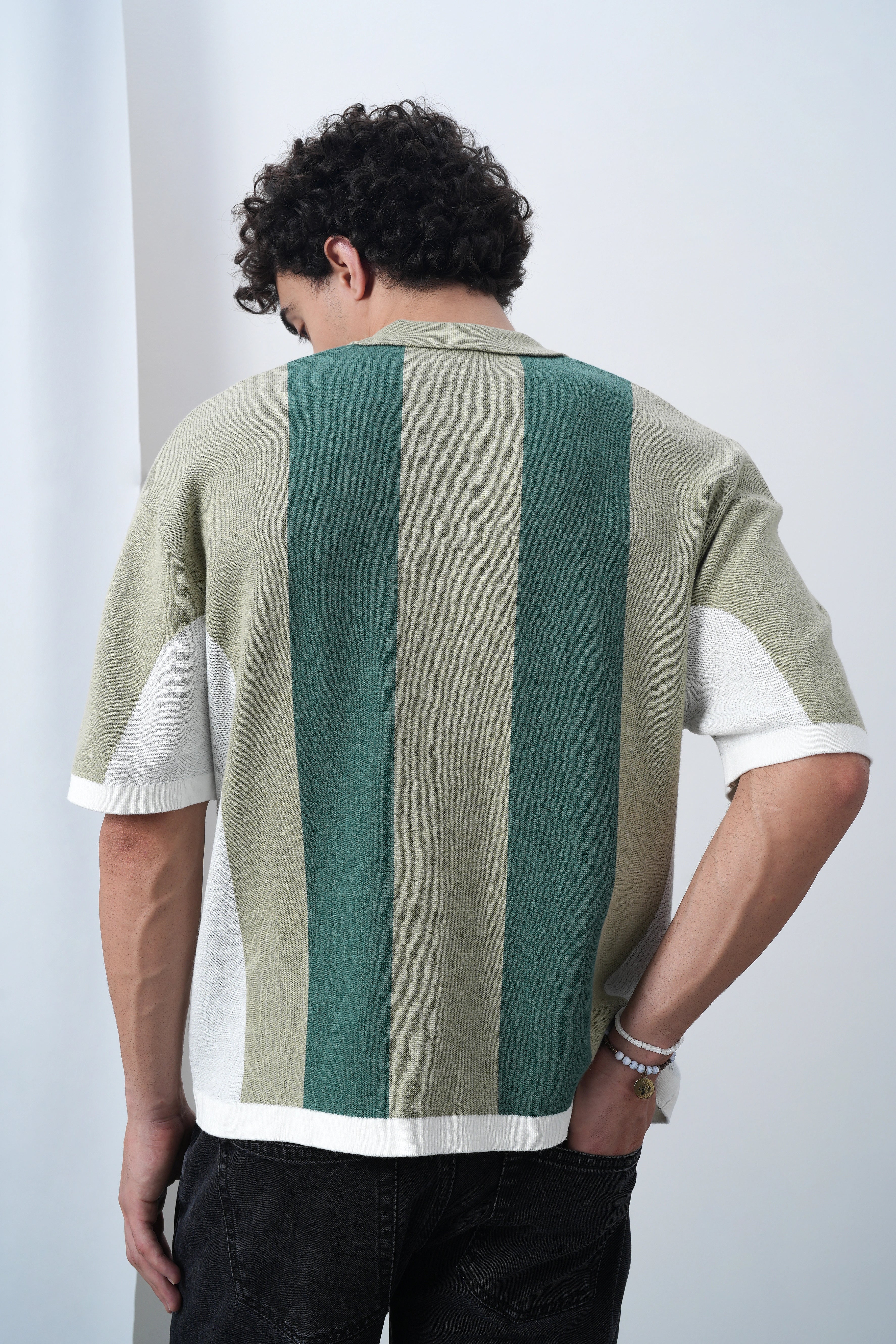 Brooklyn Varsity Boxy Oversized Knit T-shirt Green