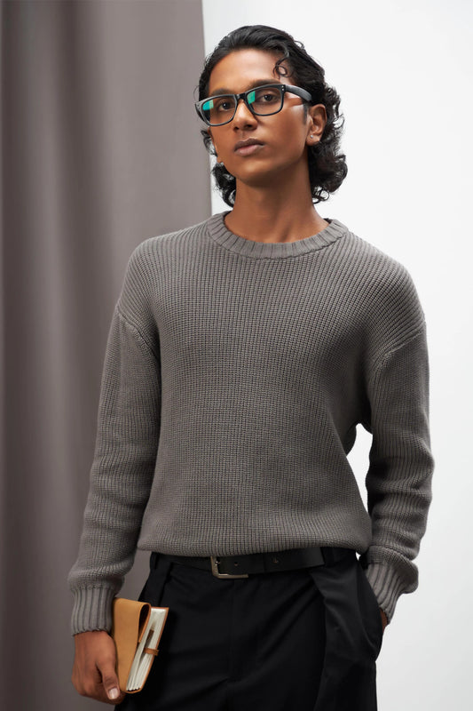 Dark Grey Oversized Knitted Sweater