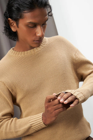 Beige Oversized Knitted Sweater