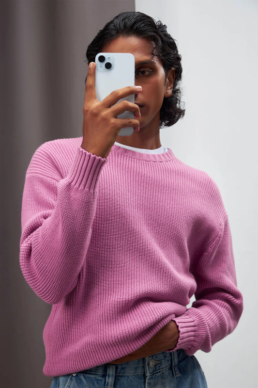 Flamingo Pink Oversized Knitted Sweater