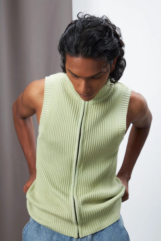 Tea Green Zipper Vest