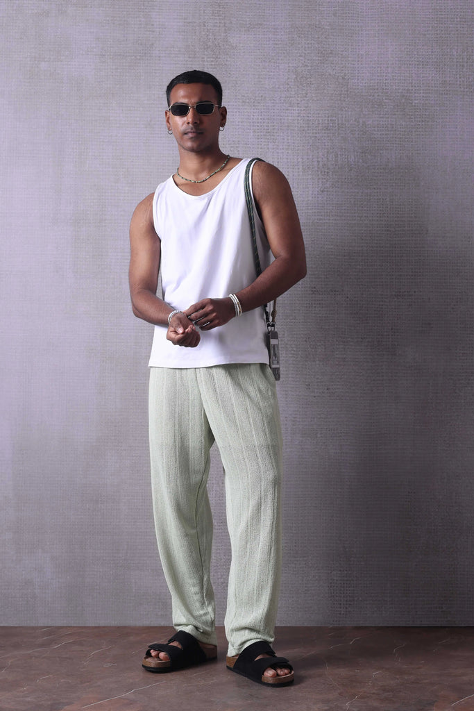 Pistachio Green Jacquard Trouser