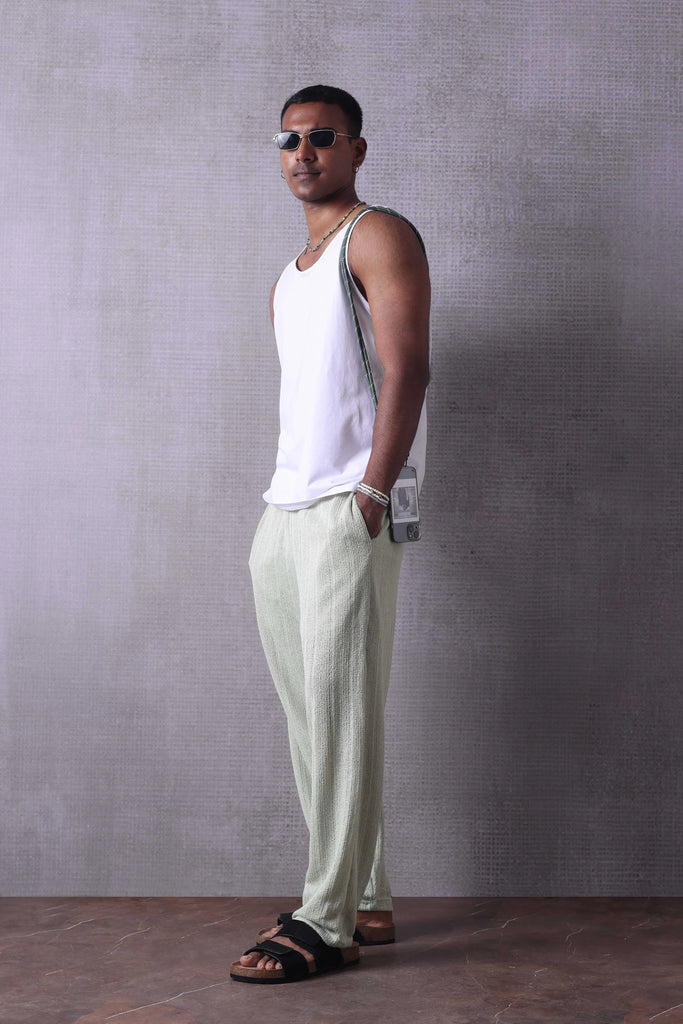 Pistachio Green Jacquard Trouser