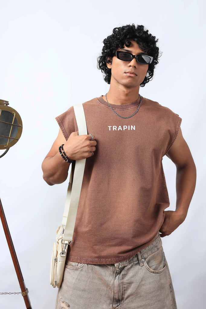 Mocha Brown Reality Check Muscle Tee