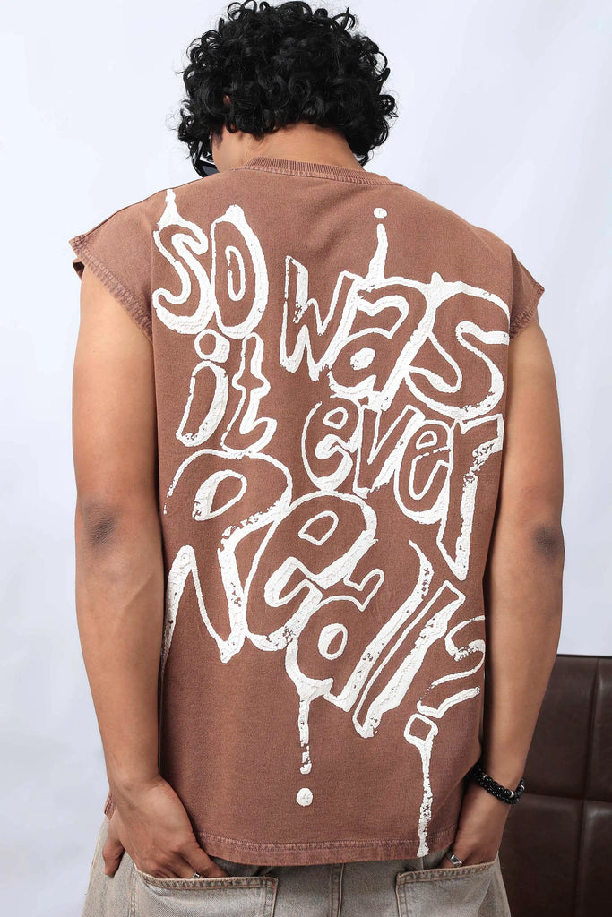 Mocha Brown Reality Check Muscle Tee