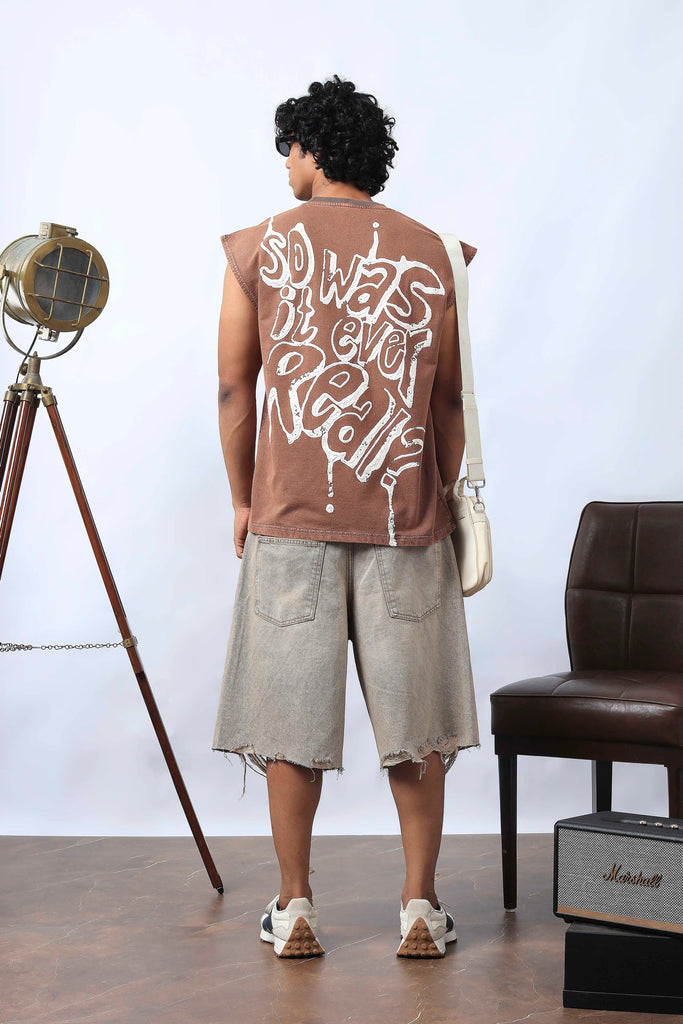 Mocha Brown Reality Check Muscle Tee