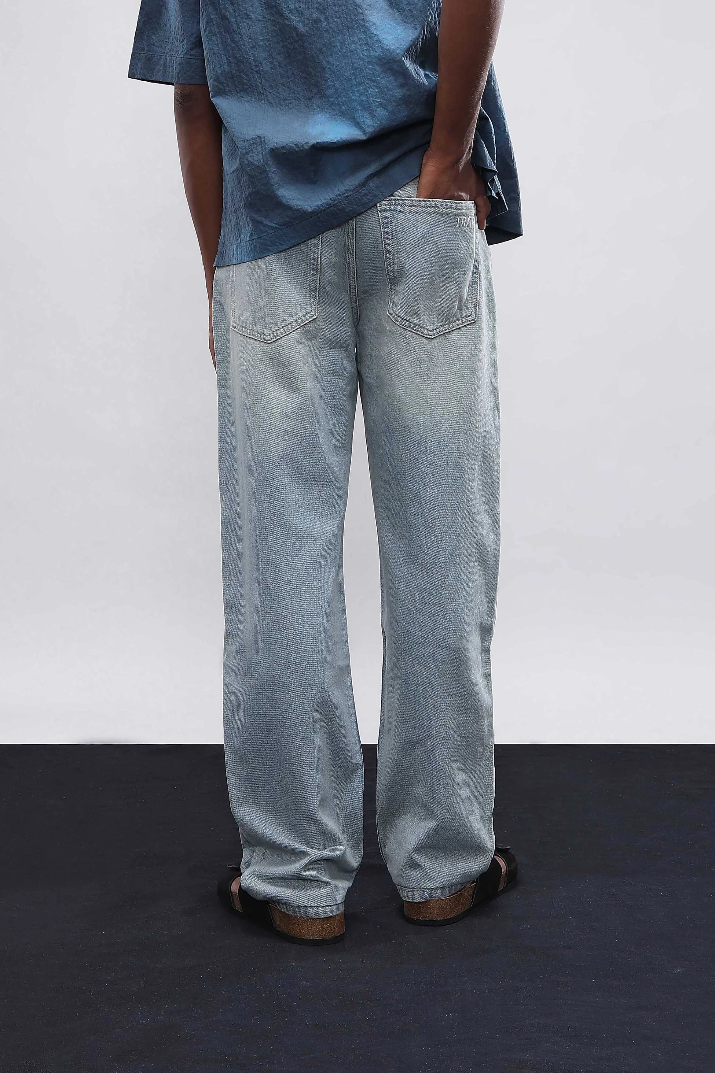 Light Blue Faded Skater Fit Jeans – TRAPIN